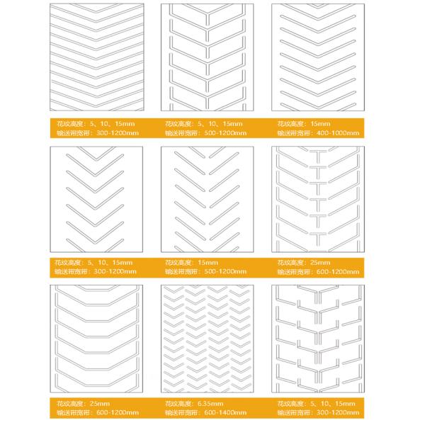 CEMA Fan Shape 300mm Chevron Rubber Conveyor Belt
