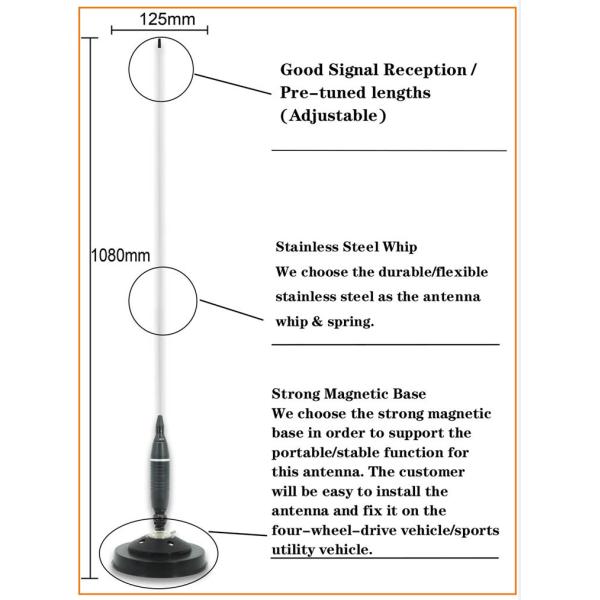 Хлыст нержавеющей стали антенны 868mhz чистых медных CB элемента на открытом воздухе мобильный