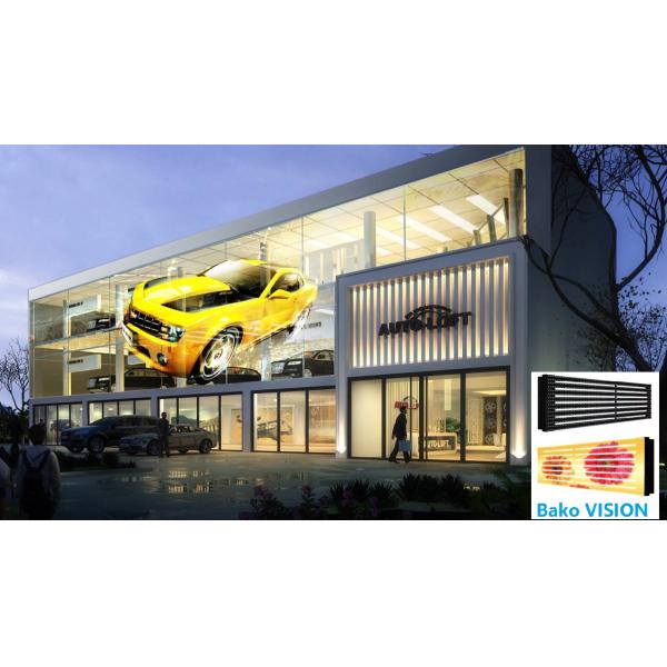 Slim Light Weight Transparent LED Screens Glass Curtain Lower Power Consumption
