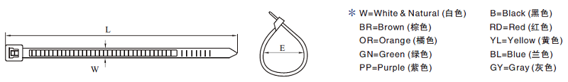 Electrical Colour Cable Ties Environmental Friendly Standard Lightweight