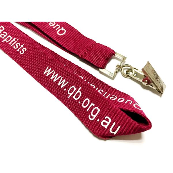 Dark Red Breakaway Neck Lanyards Metal Clip New Brand Website Printing Promotional Gift