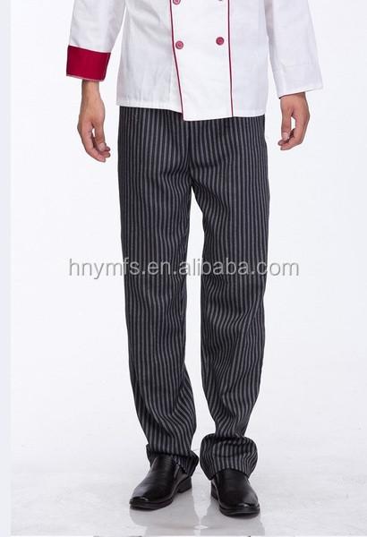 garment factory supply super quality Restaurant Striped Baker Kitchen Cooking  Uniforms stripe unisex chef uniform pants
