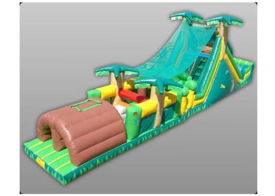 Digital Painting Large Bouncy Obstacle Course , Inflatable Combo Bouncer Dual Lane Module