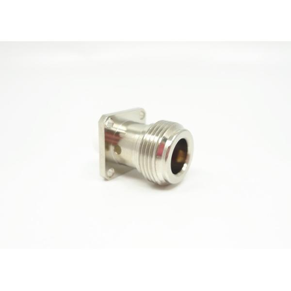 Coaxial Female N Type RF Connector Nickel Plated 4 Holes Flange Mount