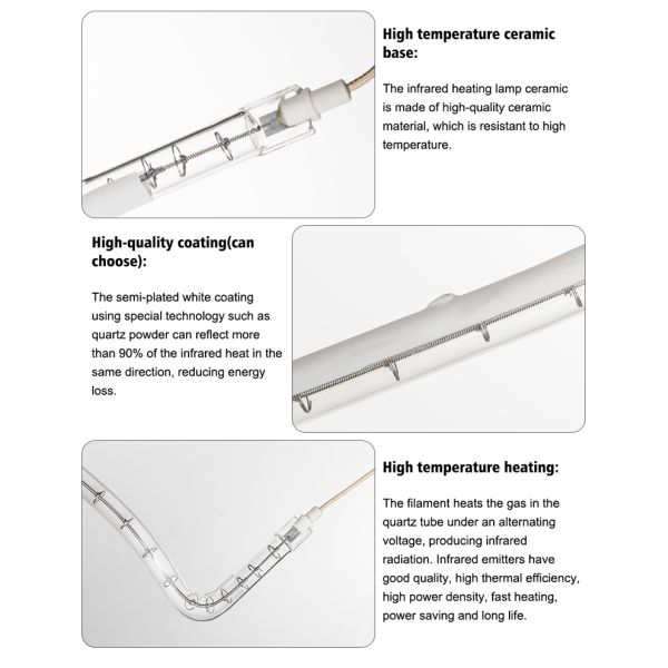 45-480V 150-6000W Fast Response Time Short Wave IR Lamp Halogen Quartz Lamp Tube Infrared Heating Element Tube