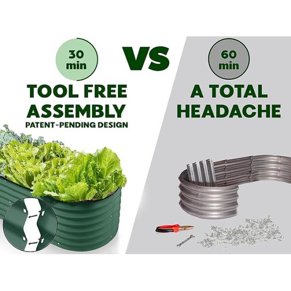 U-Shape Dark Green Galvanized Raised Garden Beds For Vegetables 7*11.5*1.4 Ft