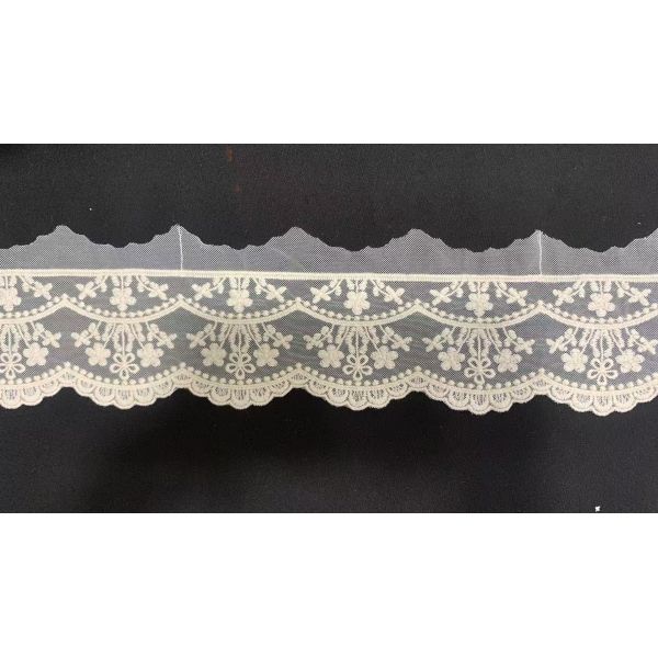 Exquisite French Wave Pattern Eco-Friendly Voile Lace with Water-Soluble Mesh and Embroidery Stretch Fabric