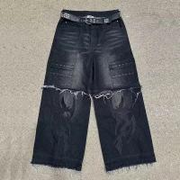 Fabricante de jeans personalizados Jeans holgados personalizados Mid Winist 100% Algodón de mezclilla Logotipo Jeans para hombres