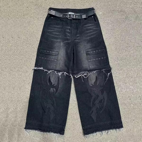 Fabricant de jeans personnalisés jeans baggy personnalisés Mid Taist 100% coton jeans logo en relâchement pour hommes