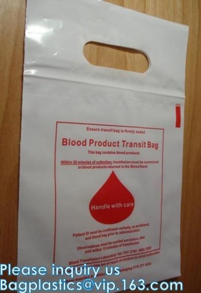 Blood Transport Bags, First Aid Bag Pac Pre-Printed Poly Bags For Disposing Waste. Plastic Bags For Health Applications