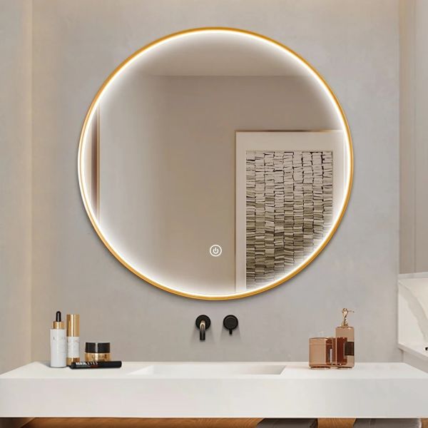 Copper Free Silver LED Framed Mirror Shatter Proof LED Makeup Mirror For Wall Decoration