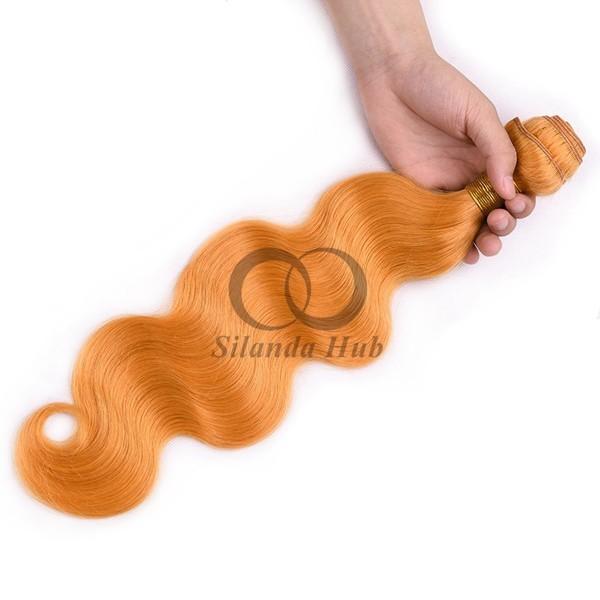 Orange Body Wave Remy Human Hair Bundles Sew In Weave Bundles Brazilian Bundle Deals