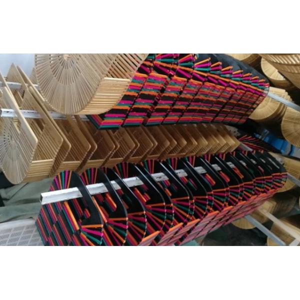 Ins Popular Women Charcoal Rattan Bamboo Clutch Bag , Open Closure Bamboo Handbag