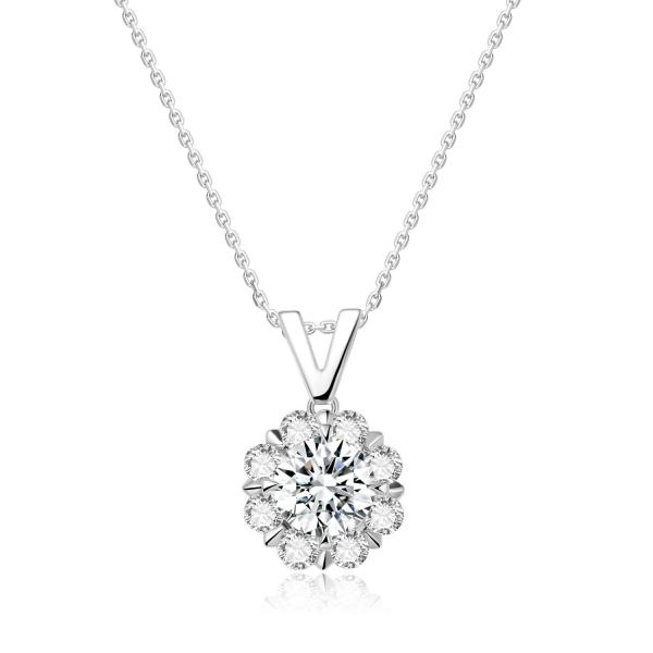 Classic Design 18k Gold Lab-Grown Diamond Pendant White Diamond Jewelry Daily Style