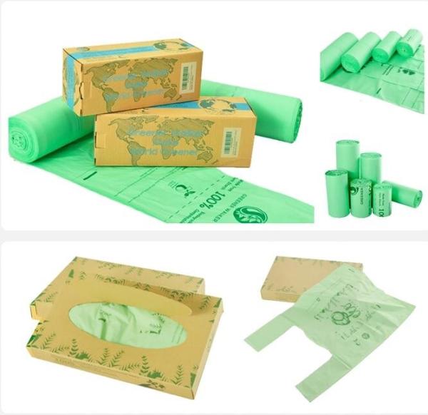 Starch Compostable Disposable Biodegradable Plastic Custom Printed Flat Garbage Bag, Compostable Bags Heavy Duty 25KG