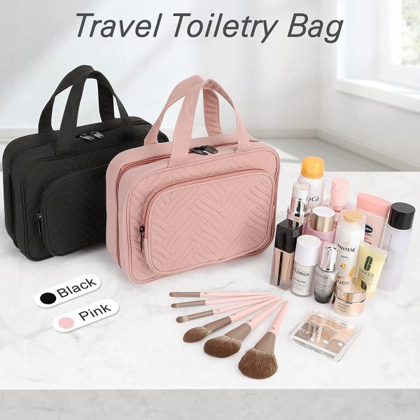 Portable Travel Black Makeup Cosmetic Case Bag Cosmetic Bag Makeup Toiletry Bag Travel Organizer
