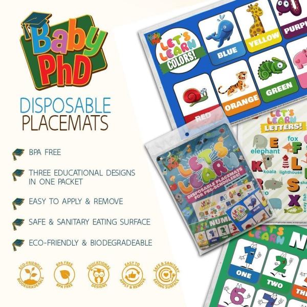 Non Slip Adhesive Disposable Baby Placemat PVC Free For Dining Table