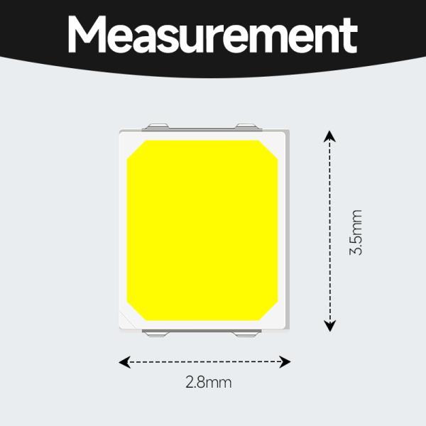 Low Power 2835 SMD LED Chip 3000K Warm White 11-12LM 120° Wide Beam Angle Stable Performance Long Lifespan