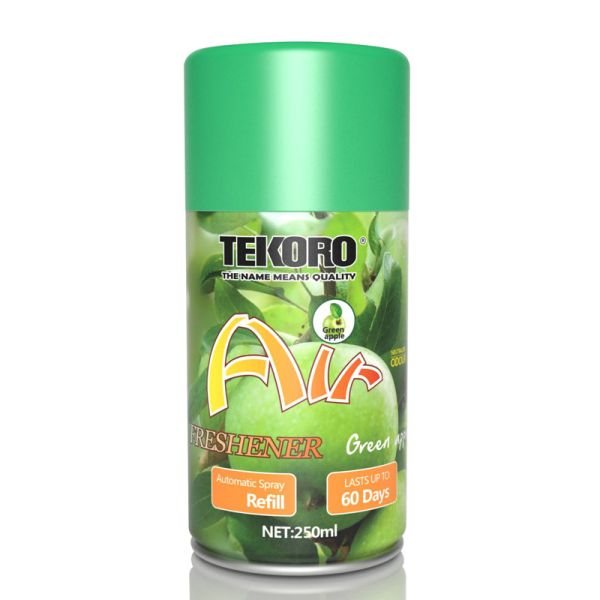 Tekoro Green Apple Flavour Air Freshener Automatic Spray Refill with CE, RoHS, SGS, GMP Certification and ≥200ml Capacity