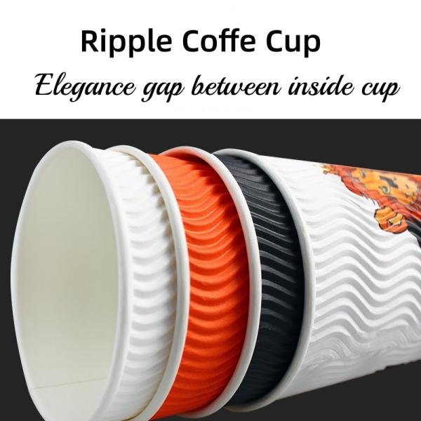 Customized Logo Printed Ripple Paper Coffee Cup 46.00cm * 37.00cm * 53.00cm Package Size