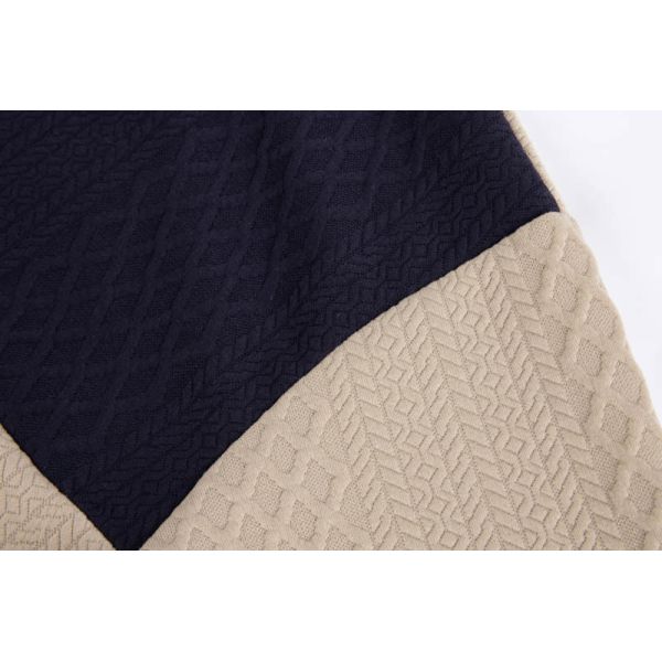 Men's Colorblock Jacquard Hoodie with Suede Elbow Patches and Mock Neck Henley Sweatshirt