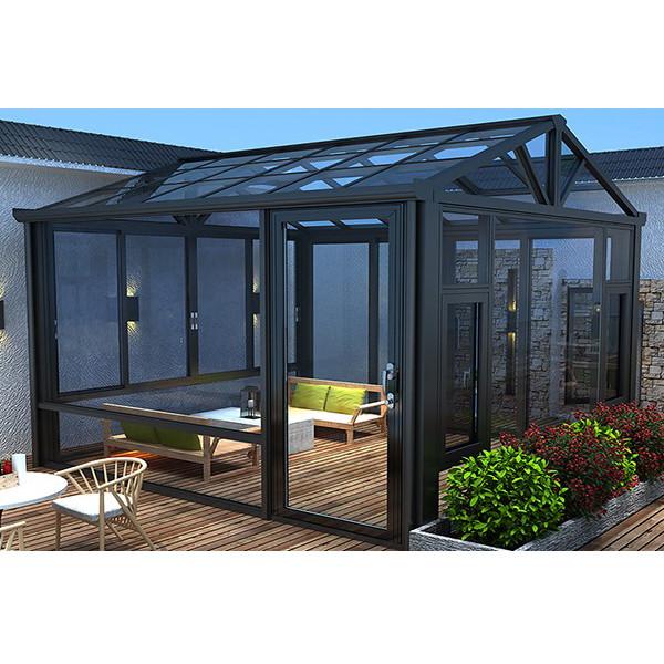 Low E Glass Sunroom Customized Size Prefabricated Aluminium Conservatory Sunroom Clear Gray Green Frosted Glass Roof Sunroom