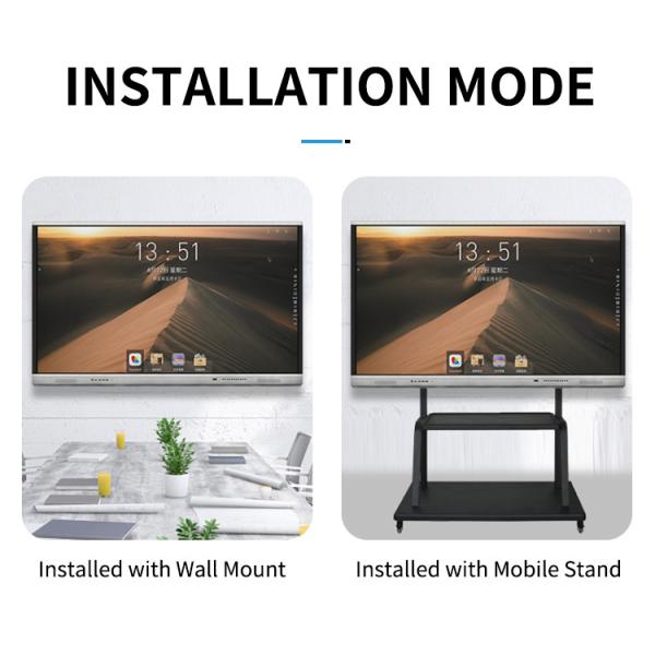 Multi Touch Screen Anti Glare Mobile Stand Lcd Digital Interactive Smart Board 55 65 75 Inches Interactive Flat Panel