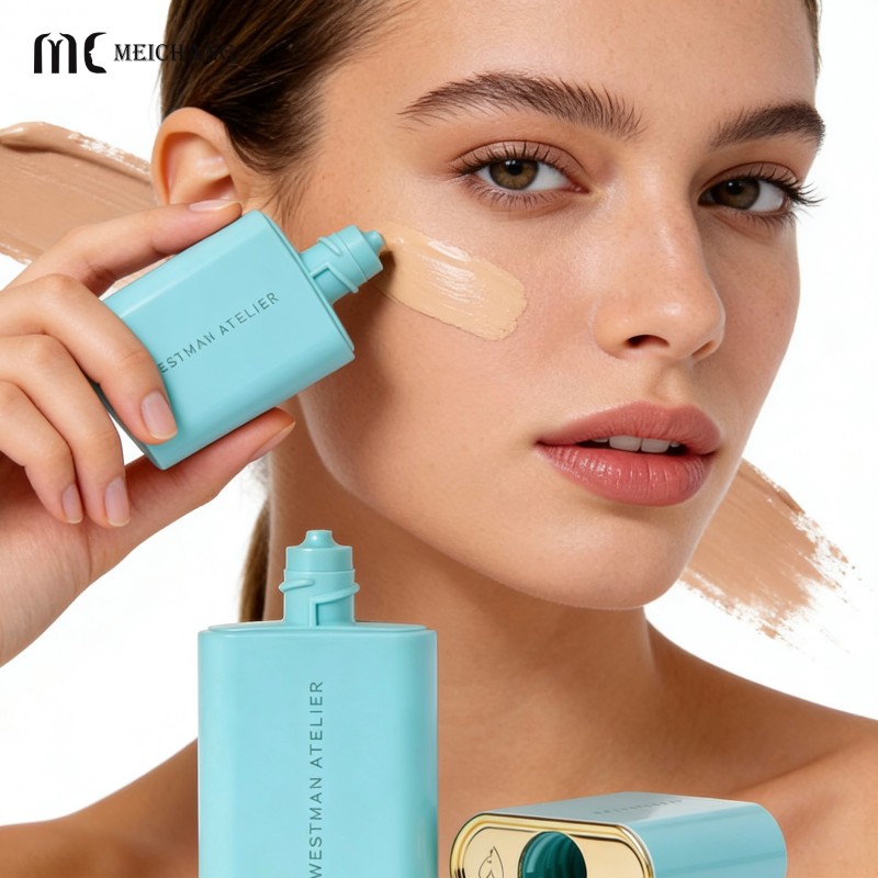 30g 50g Medical Grade PE Flat Sunscreen & Foundation Squeeze Bottle, Leak-Proof & Anti-Swallow, BPA-Free PCR Cosmetic Packaging(MC-1415)