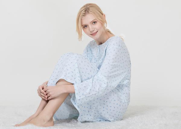 Latest Women'S Long Sleeve Nightgowns , Ladies Night Wear Dress Breathable