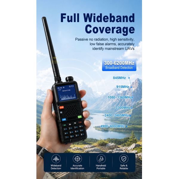 Lightweight 300-6200MHz 1.5KM Handheld UAV Detector LDKW06 | Portable Sensing Equipment