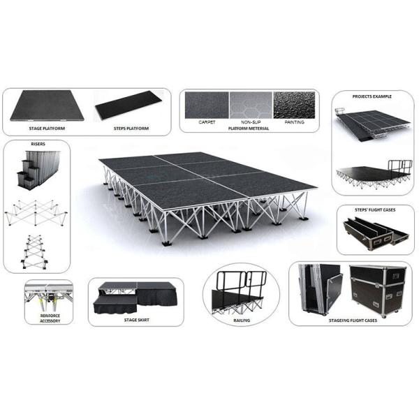 Waterproof Plywood Board Aluminum Riser 18mm Mobile Folding Stage 4ftx4ft For Wedding