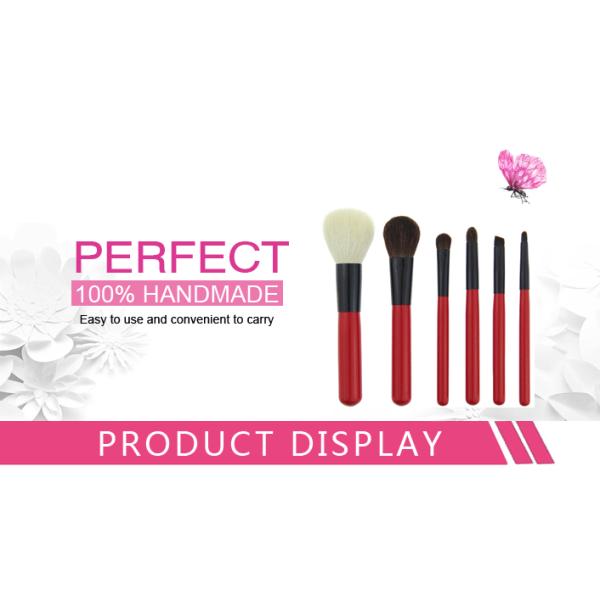 Mini Travel Makeup Brush Set With White Goat Hair And Red Handle