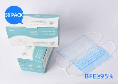 Home School Surgical Disposable Carbon Filter Face Mask Blue White Color