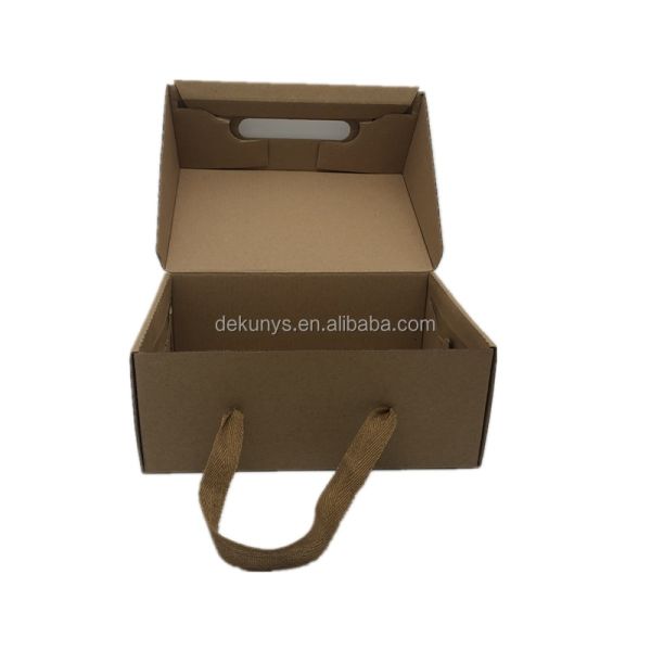 Bulk Cheap Custom Logo Corrugated Paper  Boxes with Handle Carry Box for Shoes T-shirt Clothing Trousers