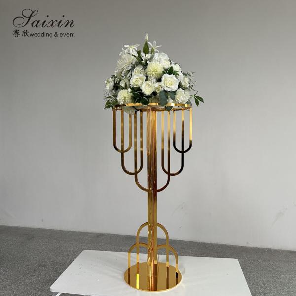 Event Table Decoration Gold Flower Centerpiece Stand Metal 100cm