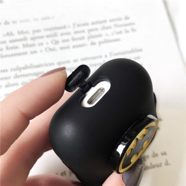 Black Silicone Airpods Case Anti Lost Cute Batman Shock Absorption