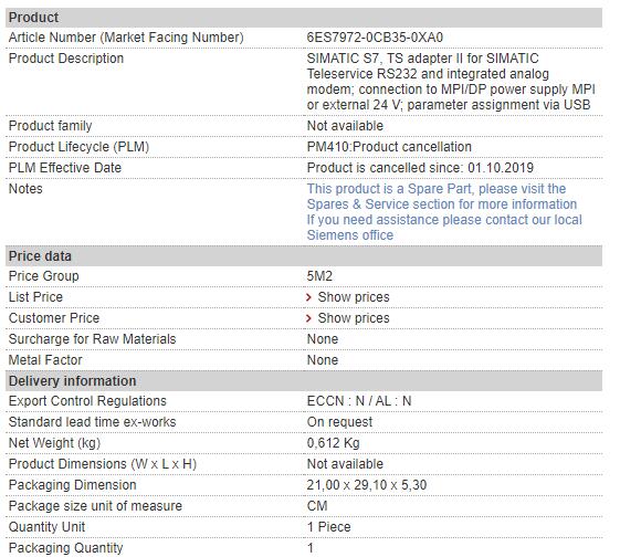 Модем телеслужбы TSAIII 6ES7972-0CB35-0XA0 6ES7 972-0CB35-0XA0 Сименс Simatic
