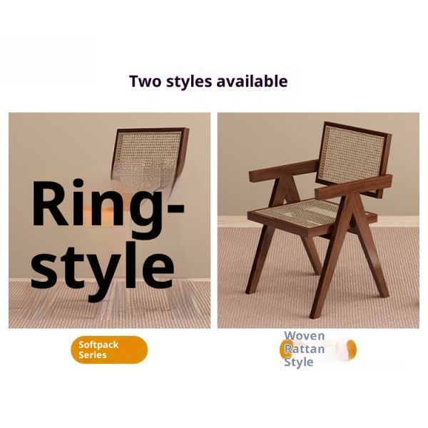 Eco-friendly Solid Wood PU Rattan Weaving Backrest Armchair Premium Comfort for Apartment Hotel Dining Rooms-Modern Design