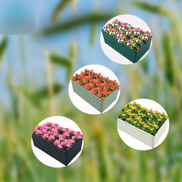 Light Green Metal Vegetable Planters 0.6mm Thick Crimped Edge And Corner