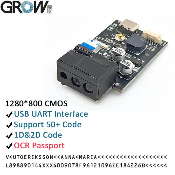 GROW GM69Pro 1280*800CMOS OCR/1D/2D Barcode Scanner Module USB UART Interface QR Code Bar Code Reader Support OCR Passport