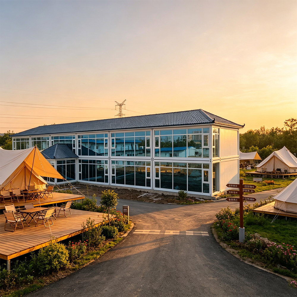 Coastal Tourist Lodge Salt Spray Resistant Prefab Cottage With Large Windows for Beachfront Resort or Island Accommodation