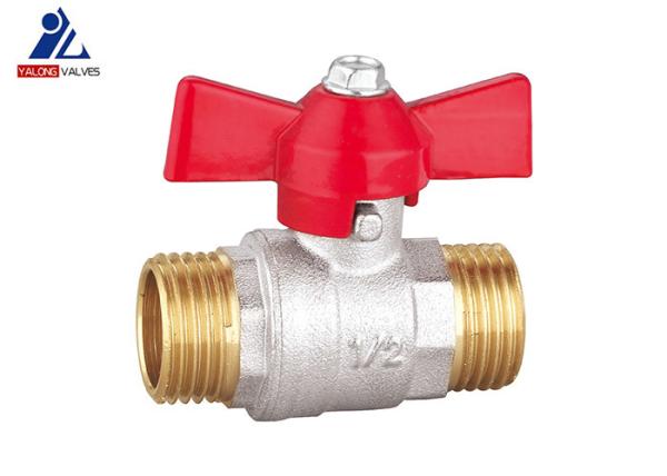 CW617N Nickel Plated Brass Butterfly Valve M X M T Handle Ball Valve