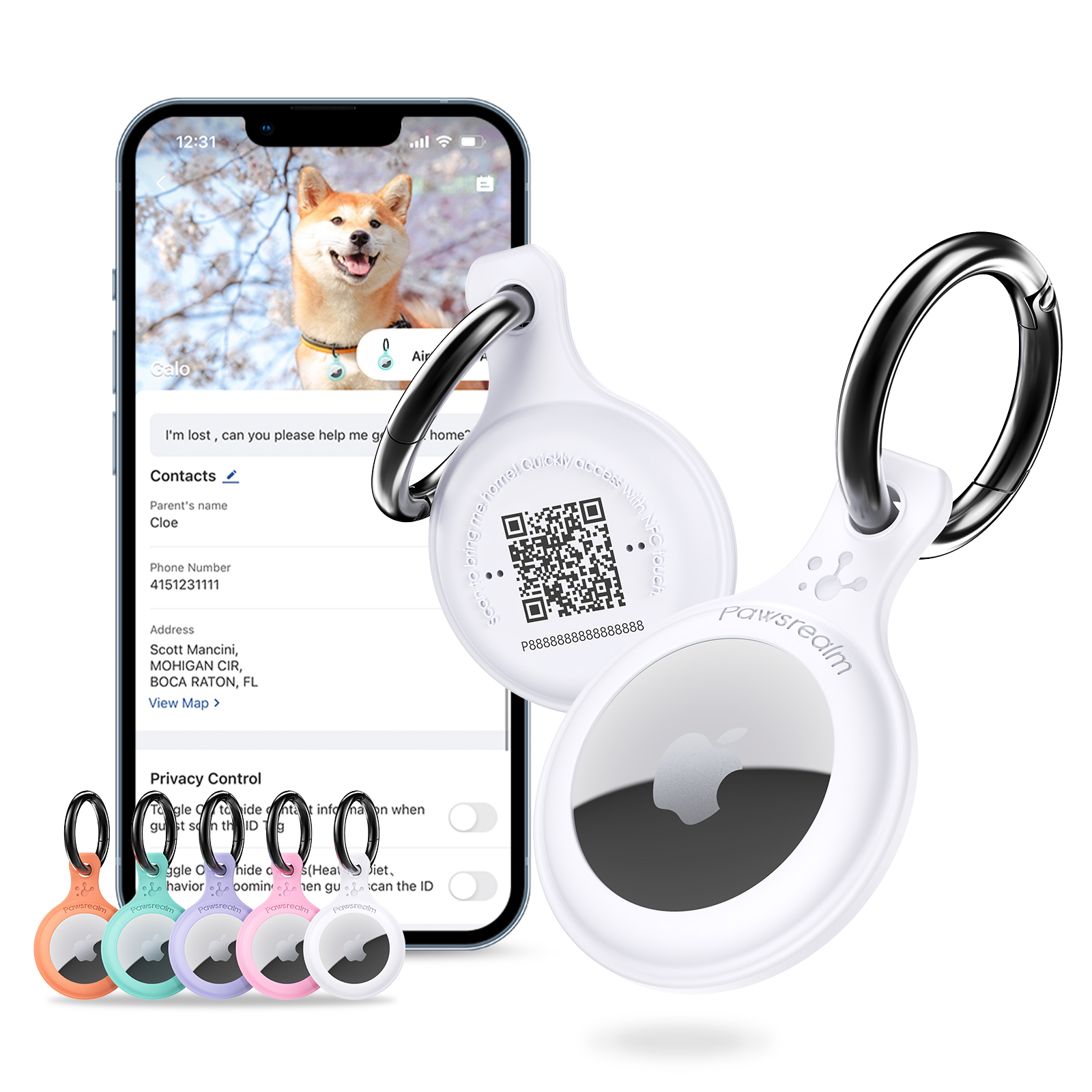 Custom Silicone Dog ID Tag with APP Tracking for Pets