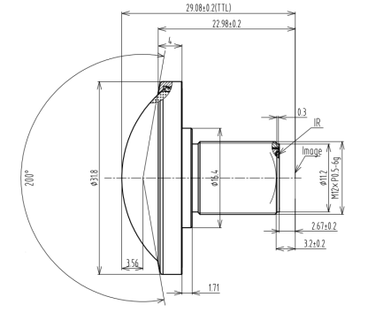 1.9mm F2.8 13MP 200 Deg Ultra Wide Fisheye Lens M12 9G+IR Low Distortion for 1/1.6 IMX676 Action Camera 360 Panoramic