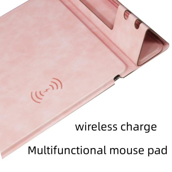Large Customized Multifunctional Magnetic Pu Leather Smart Office Wireless Charging Foldable Mouse Pad