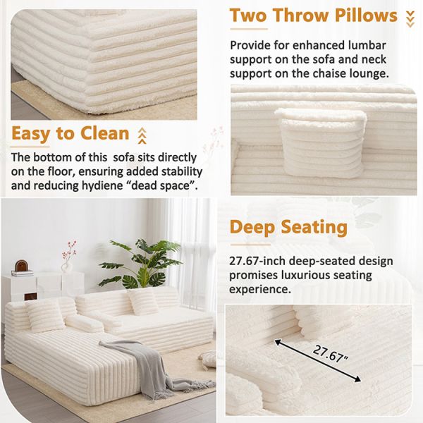 Modern Velvet Compressed Sofa Couch L Shape Gray Upholstered OEM