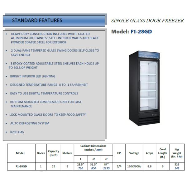 4 Shelves Glass Door Merchandisers R290 GAS Upright Showcase Fridge