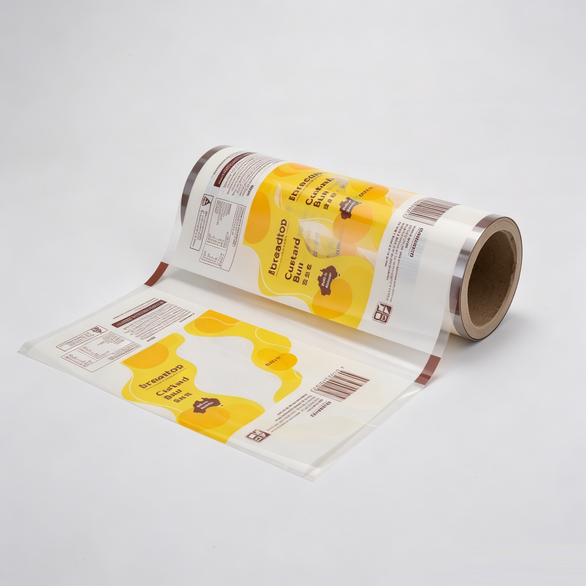 Food Grade Laminated Packaging Roll Film For Custard Bun Cream Filled Bread | BOPP/CPP PET/PE Automatic Packing Roll Stock For Bakery Pastry OEM Custom Printed