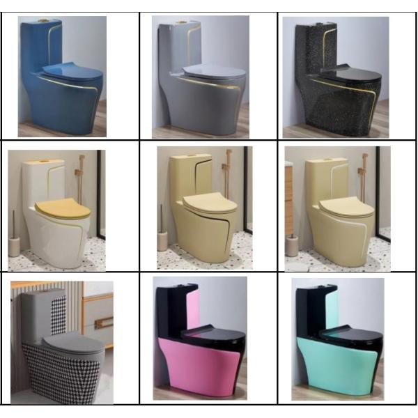 Black and Gold Toilet Matt Flushing S-Trap One Piece Vanity Toilete for Foshan Market
