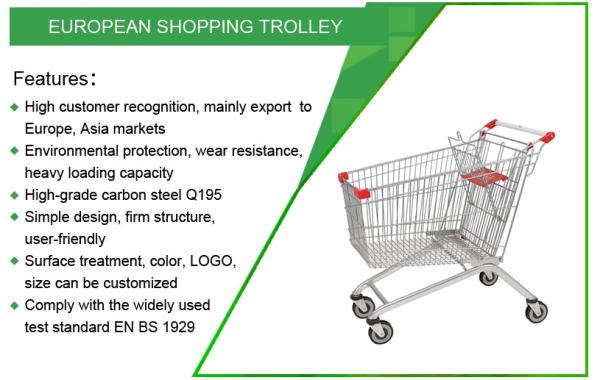 Metal 100L 100kgs Super Market Trolley For Groceries